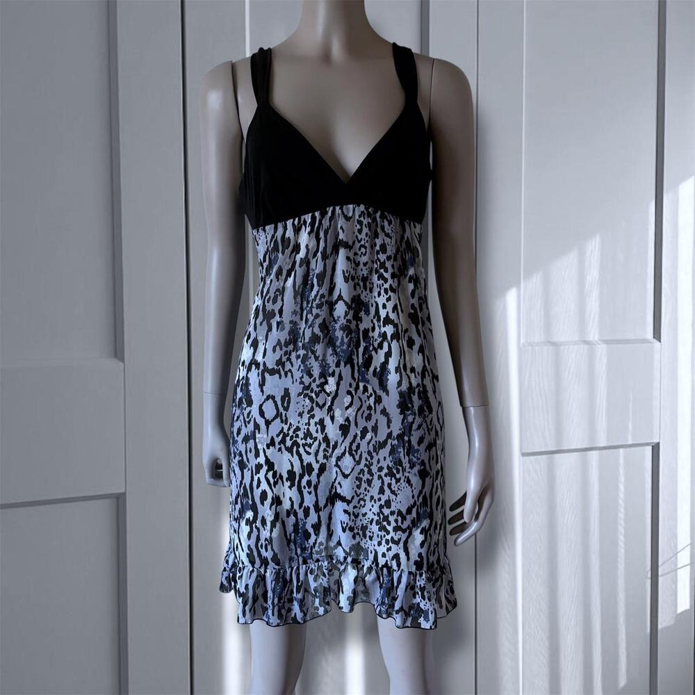 Y2k leopard print mesh dress